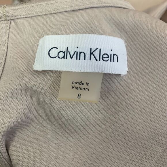 Calvin Klein Embroidered Dress Lace Mesh Sheer Metallic Cocktail Formal Wedding - Picture 7 of 14